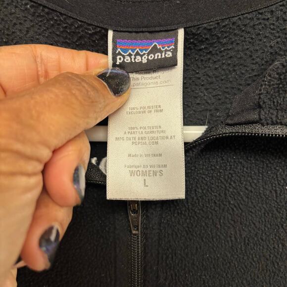 Patagonia Womens Black Fleece Quarter Zip Touchstone Climbing Large Outdoor Hike - Picture 4 of 10